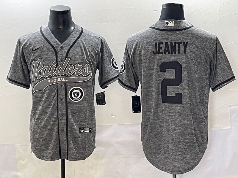 Men 2025 Oakland Raiders #2 Jeanty Grey Joint Name Nike Limited NFL Jersey style 7